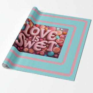 Love Is Sweet Valentine Wedding Typography Cadeaupapier