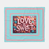 Love Is Sweet Valentine Wedding Typography Fleece Deken (Voorkant (Horizontaal))
