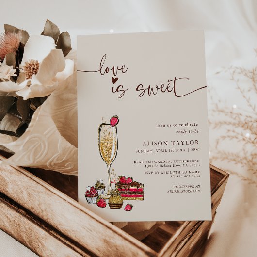 Love is Sweet Vrijgezellenfeest Gold Champagne Gla Kaart