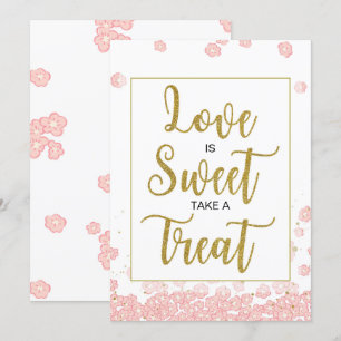 Love is Sweet Vrijgezellenfeest Sign   Roze en gou Kaart