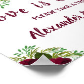 Love is Sweet Vrijgezellenfeest Wedding Red Flower Poster (Hoek)