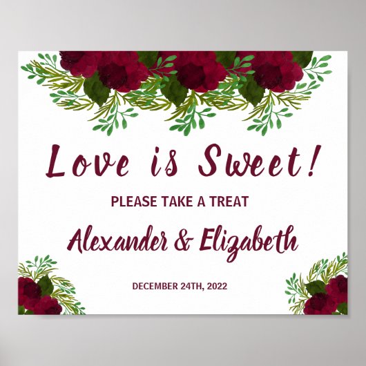 Love is Sweet Vrijgezellenfeest Wedding Red Flower Poster (Voorkant)