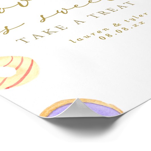 Love is Sweet Waterverf Donuts Personalized Sign Poster (Hoek)