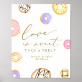 Love is Sweet Waterverf Donuts Personalized Sign Poster (Voorkant)