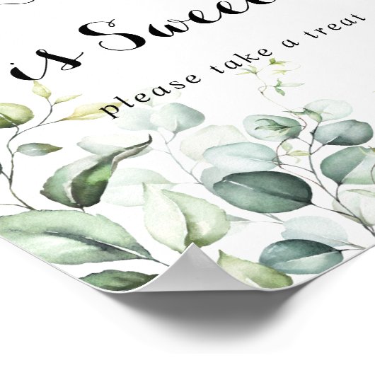 Love is Sweet Waterverf Eucalyptus Greenery Sign Poster (Hoek)