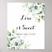 Love is Sweet Waterverf Eucalyptus Greenery Sign Poster (Voorkant)