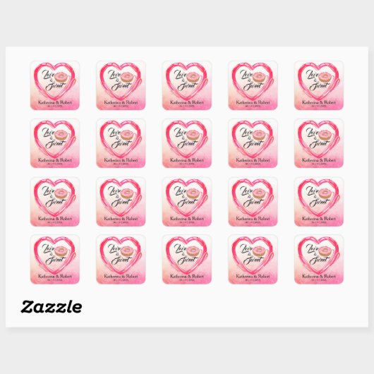 Love is Sweet | Weddenschap Vierkante Sticker (Vel)