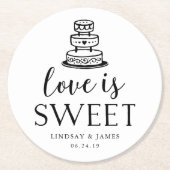 Love is Sweet | Weddenskap Ronde Kartonnen Onderzetter (Voorkant)