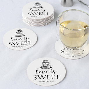 Love is Sweet   Weddenskap Ronde Kartonnen Onderzetter