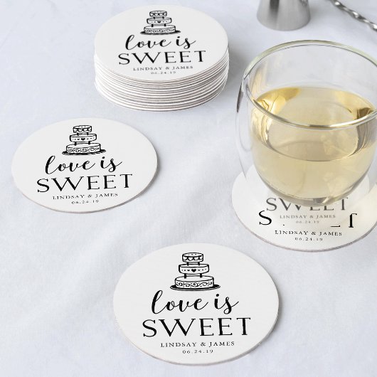 Love is Sweet | Weddenskap Ronde Kartonnen Onderzetter