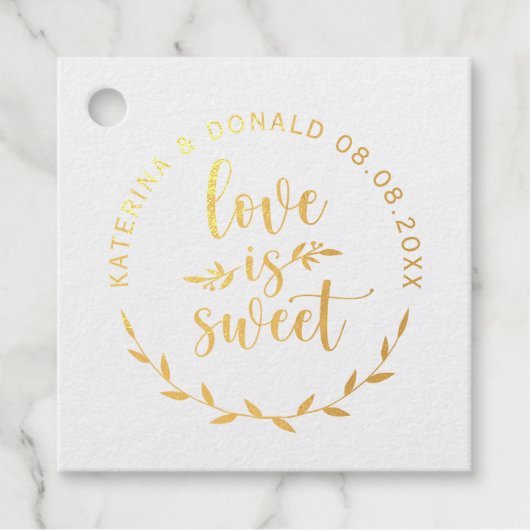 Love is Sweet Wedding Classic Round Sticker Bedankjes Labels (Voorkant)
