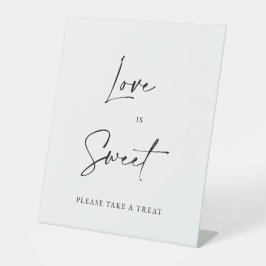 Love Is Sweet Wedding Dessert Bar Sign Minimalist  Reclamebord Met Voetstuk