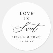 Love is Sweet Wedding Favor Ronde Sticker (Voorkant)