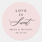 Love is Sweet Wedding Favor Ronde Sticker (Voorkant)