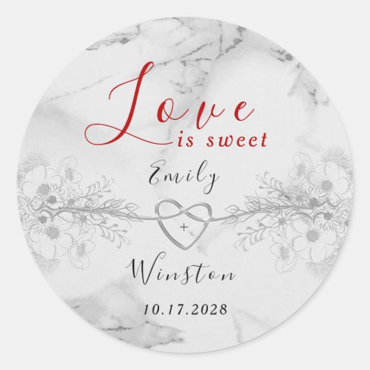 Love is Sweet Wedding Favor Ronde Sticker (Voorkant)
