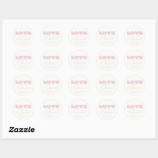 Love is Sweet Wedding Favor Sticker Blush Champagn (Vel)