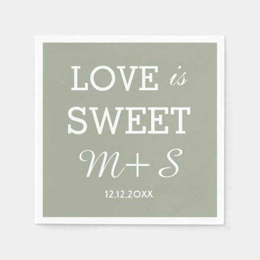 Love Is Sweet Wedding Napkins Monogram Servet (Voorkant)