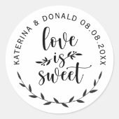 Love is Sweet Wedding Ronde Sticker (Voorkant)
