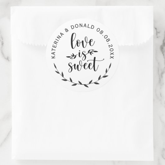 Love is Sweet Wedding Ronde Sticker (Tas)