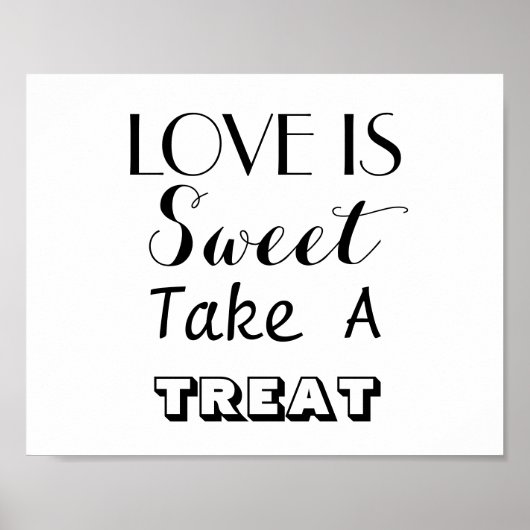 Love is Sweet Wedding Script Snoep Sign Poster (Voorkant)