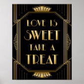 Love is Sweet Wedding Sign | Gatsby Art Deco Poster (Voorkant)