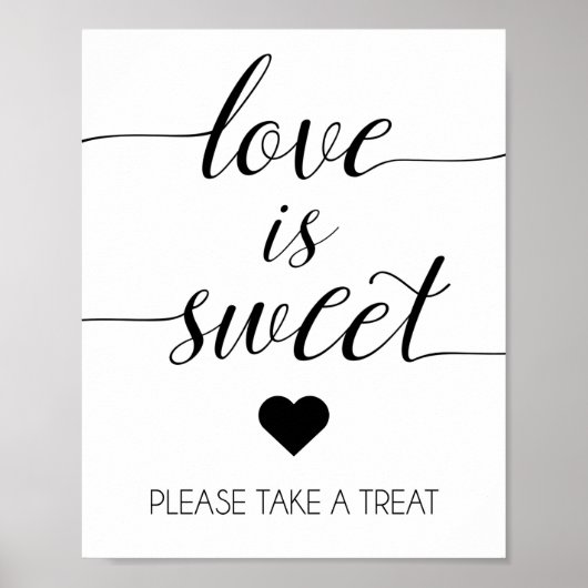 Love is Sweet Wedding Sign | Tabel afdrukken verwe Poster (Voorkant)