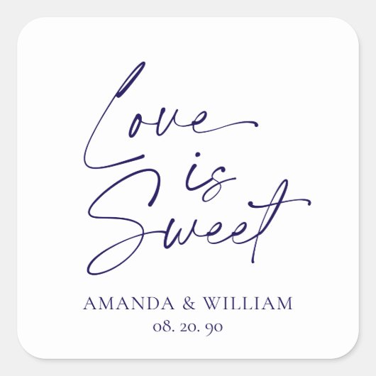 Love Is Sweet Wedding Sticker beroemd gemaakt door (Voorkant)