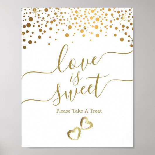 Love is Sweet with Gold Confetti Stippen Poster (Voorkant)