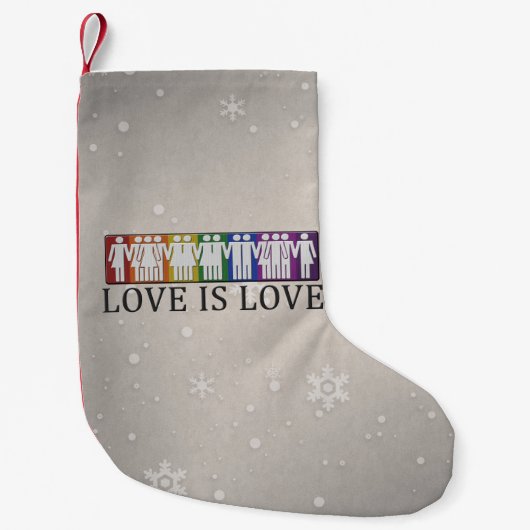 Love is text with Silhouette LGBT People Kleine Kerstsok (Voorkant)