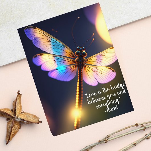 Love is the Bridge Rumi Quote Dragonfly Briefkaart