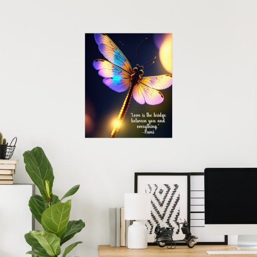 Love is the Bridge Rumi Quote Dragonfly Poster (Thuiskantoor)