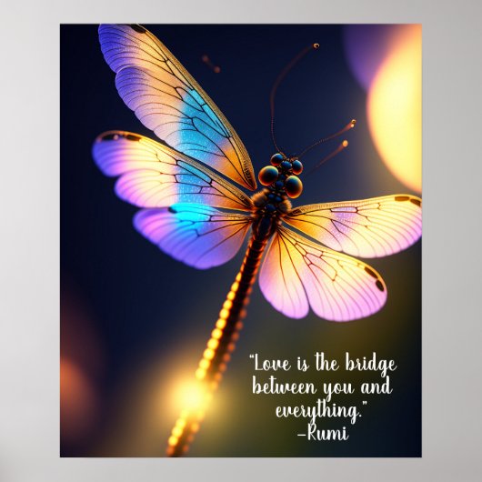 Love is the Bridge Rumi Quote Dragonfly Poster (Voorkant)