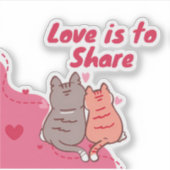  Love Is to Share Cute Cats  Sticker (Voorkant)
