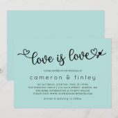 Love is Turquoise Gay of Lesbian Wedding Kaart (Voorkant / Achterkant)