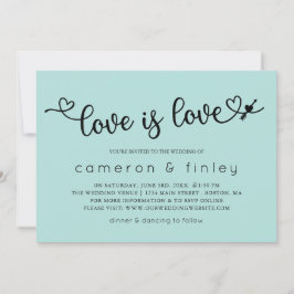 Love is Turquoise Gay of Lesbian Wedding Kaart