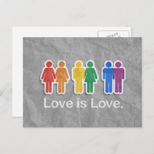 LOVE IS VERLICHTE GRAY BRIEFKAART (Voorkant / Achterkant)