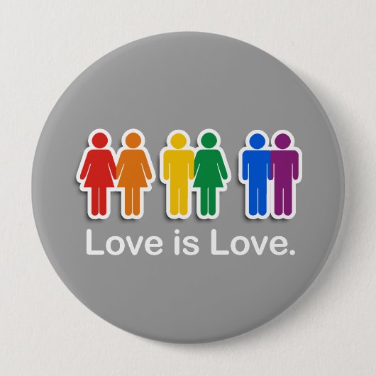 LOVE IS VERLICHTE GRAY RONDE BUTTON 4,0 CM (Voorkant)