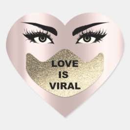 Love Is Viral Coronavirus Hearth Roos Gezichtsmask Hart Sticker