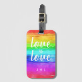 Love is Waterverf Gay Pride Rainbow Bagagelabel (Voorkant (verticaal))