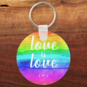 Love is Waterverf Gay Pride Rainbow Sleutelhanger (Voorkant)