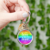 Love is Waterverf Gay Pride Rainbow Sleutelhanger (Hand)
