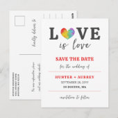 Love is Waterverf Heart LGBT Save the Date Briefkaart (Voorkant / Achterkant)