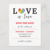 Love is Waterverf Heart LGBT Save the Date Briefkaart (Voorkant)