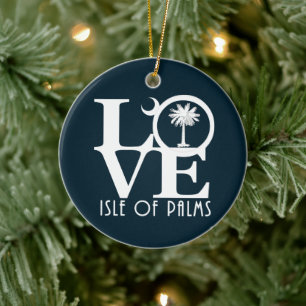 LOVE Isle of Palms South Carolina Keramisch Ornament