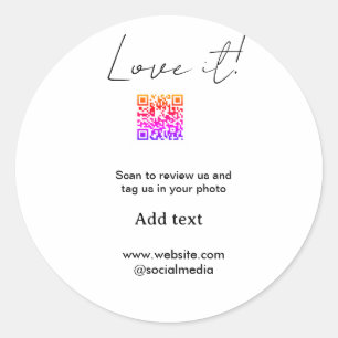 Love it scan QR review sociale media delen foto ho Ronde Sticker