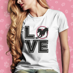 Love Italiaanse greyhound Black Typography Silhoue T-shirt
