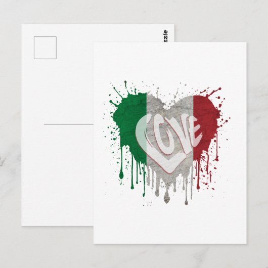 Love Italy Flag Briefkaart (Voorkant / Achterkant)