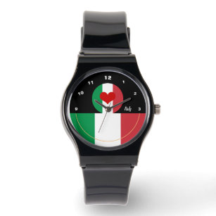 Love Italy horloge, rood hart, Italiaans vlag mode Horloge
