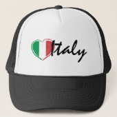 Love Italy Italia Hart Vlag Trucker Hoed Trucker Pet (Voorkant)