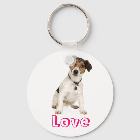 Love Jack Russell Terrier Puppy Dog Sleutelhanger (Voorkant)
